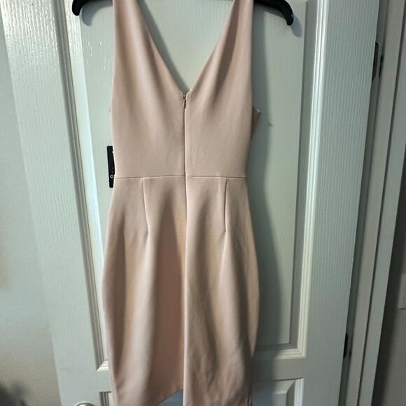 Guess Wrap Dress Crepe Pleated Asymmetrical Hemline Zip Closure Blush Pink - Picture 4 of 7